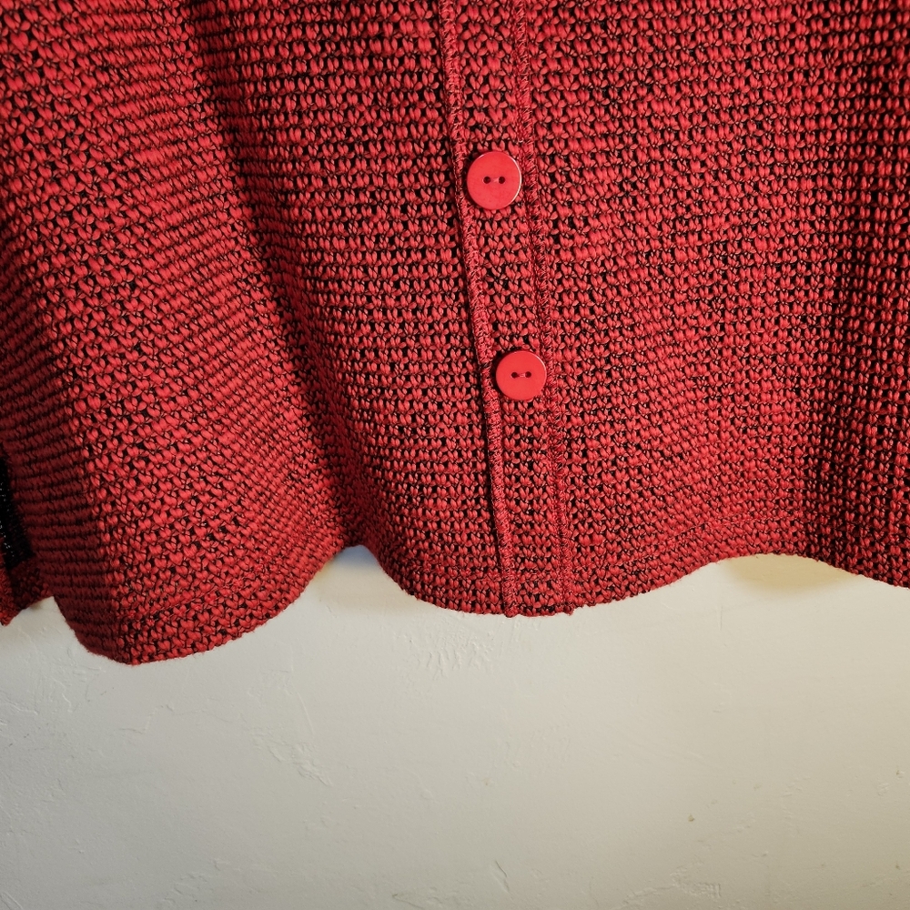 Multiples Vibrant Red Button-Up Pullover Cotton B… - image 4